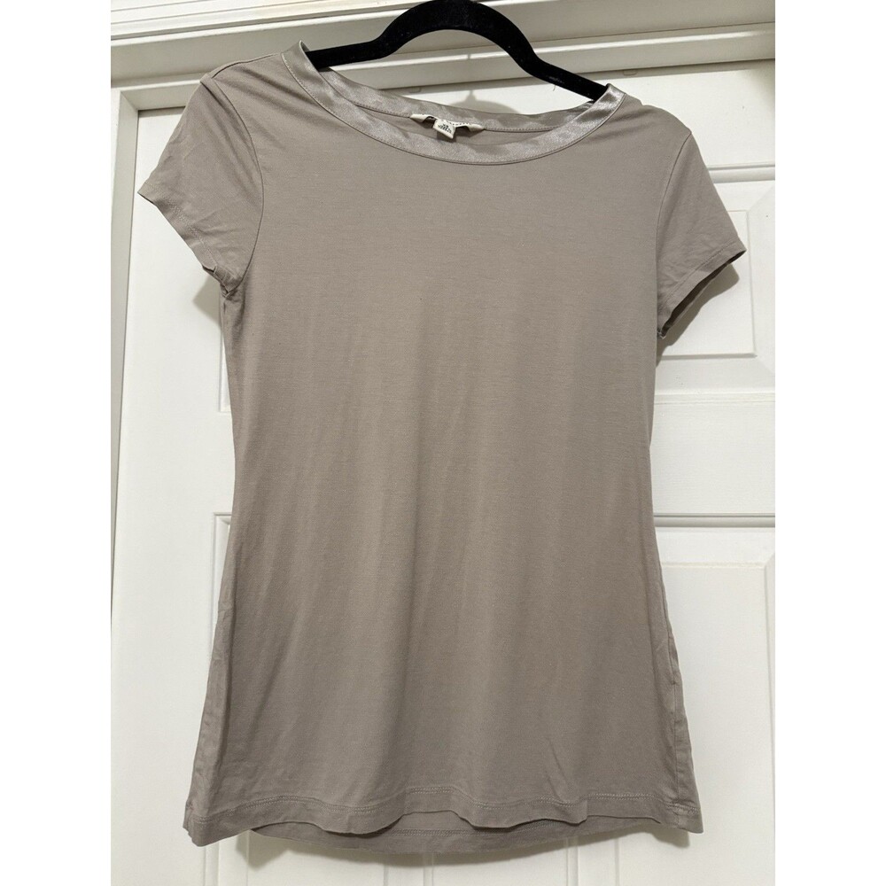 Banana Republic Womens Taupe Round Neck Short Sleeve Tee Size XS Quiet Luxury